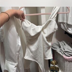 Privacy Please Cream Bodysuit Top